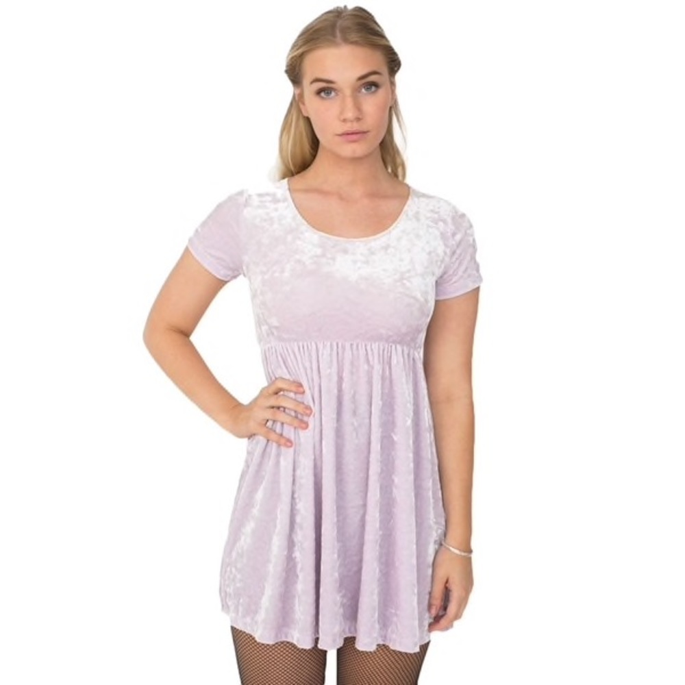 Crushed Velvet Babydoll Dress pastelpink/lavender